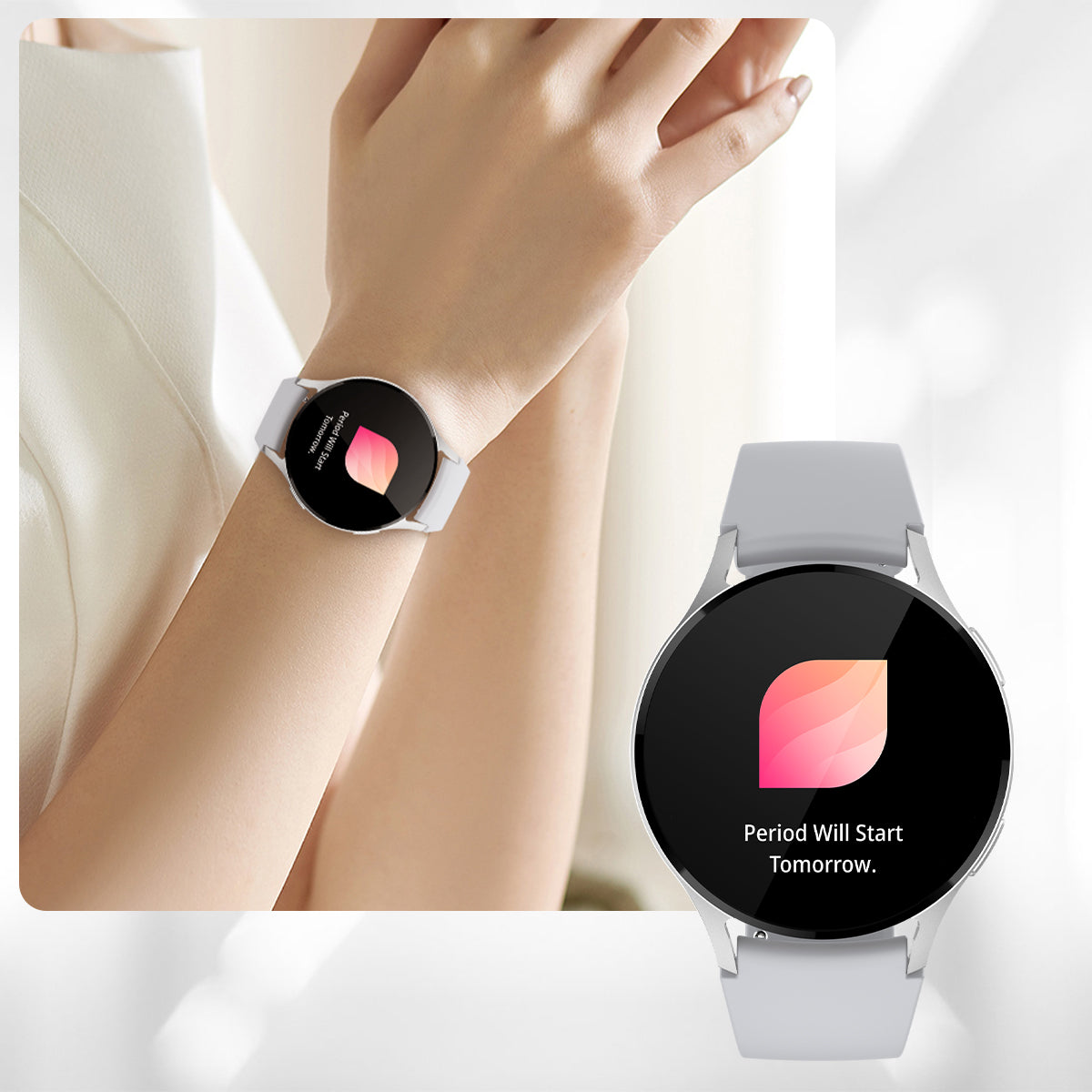 Colmi i28 Ultra smartwatch featuring menstrual cycle reminder for women, along with advanced health tracking, 10-day battery life, and IP68 waterproof rating.